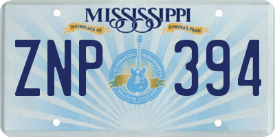 MS license plate ZNP394