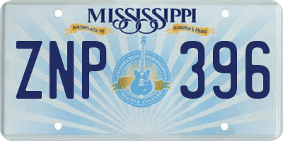 MS license plate ZNP396