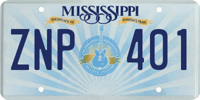 MS license plate ZNP401