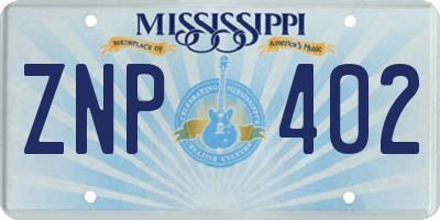 MS license plate ZNP402