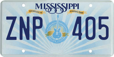 MS license plate ZNP405