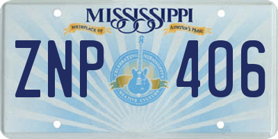 MS license plate ZNP406