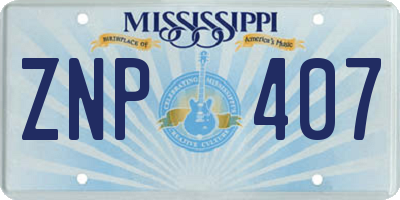 MS license plate ZNP407