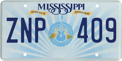 MS license plate ZNP409