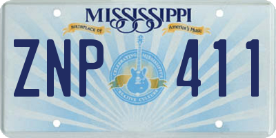 MS license plate ZNP411