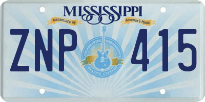 MS license plate ZNP415