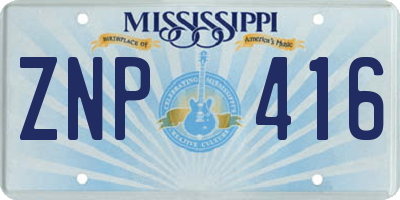 MS license plate ZNP416