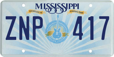 MS license plate ZNP417