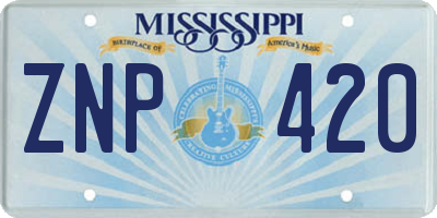 MS license plate ZNP420