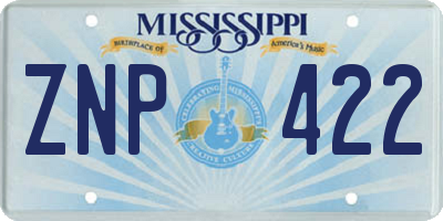 MS license plate ZNP422