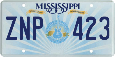 MS license plate ZNP423
