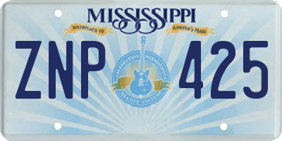 MS license plate ZNP425