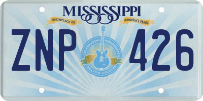 MS license plate ZNP426