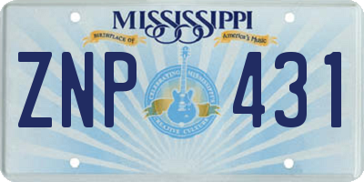 MS license plate ZNP431
