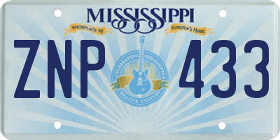 MS license plate ZNP433