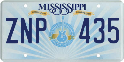 MS license plate ZNP435