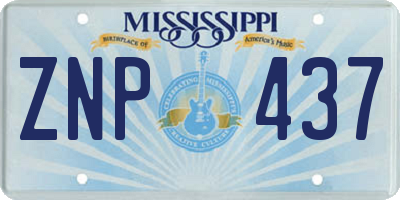 MS license plate ZNP437