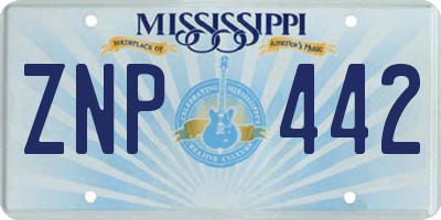 MS license plate ZNP442