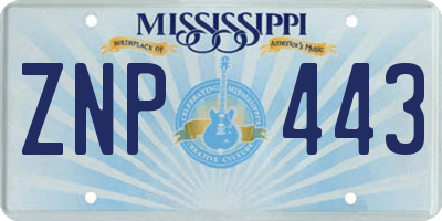MS license plate ZNP443