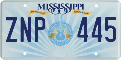 MS license plate ZNP445