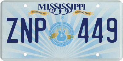 MS license plate ZNP449
