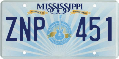 MS license plate ZNP451