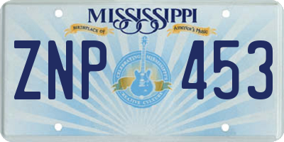MS license plate ZNP453