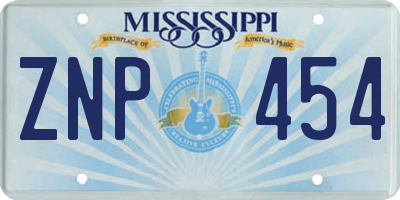 MS license plate ZNP454
