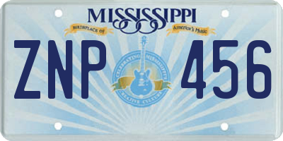 MS license plate ZNP456