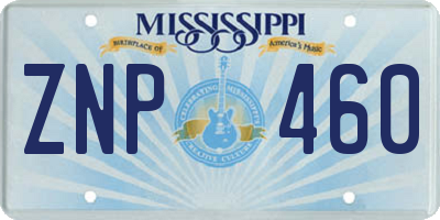 MS license plate ZNP460