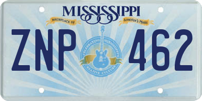 MS license plate ZNP462