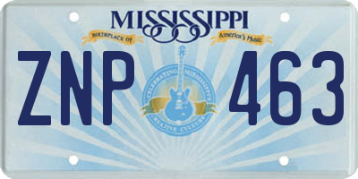 MS license plate ZNP463