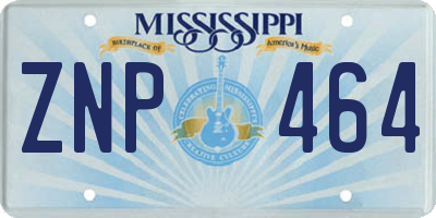 MS license plate ZNP464