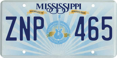 MS license plate ZNP465