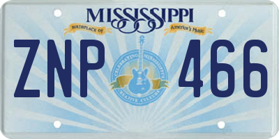 MS license plate ZNP466