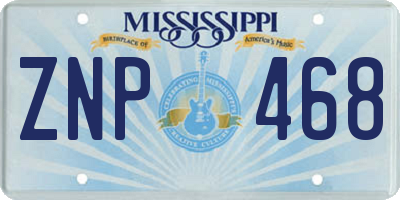 MS license plate ZNP468