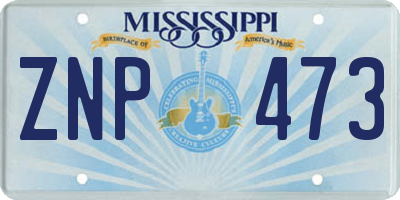 MS license plate ZNP473