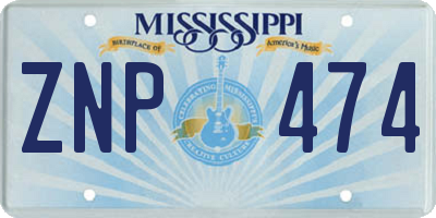 MS license plate ZNP474
