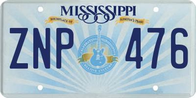 MS license plate ZNP476