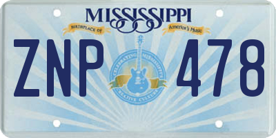 MS license plate ZNP478