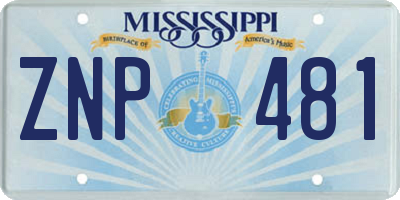 MS license plate ZNP481