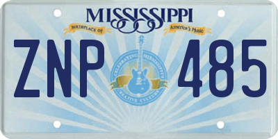 MS license plate ZNP485