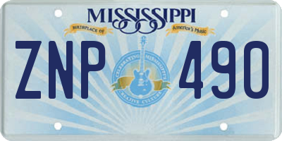 MS license plate ZNP490