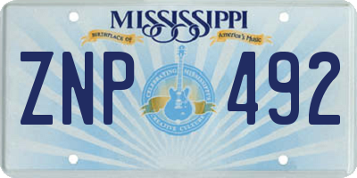 MS license plate ZNP492