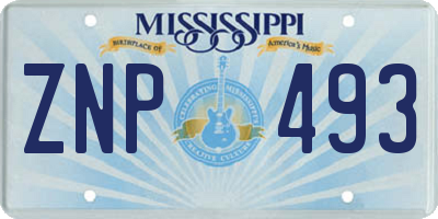 MS license plate ZNP493