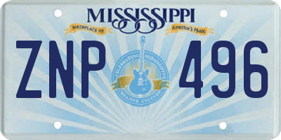 MS license plate ZNP496