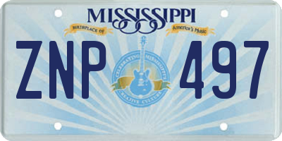 MS license plate ZNP497
