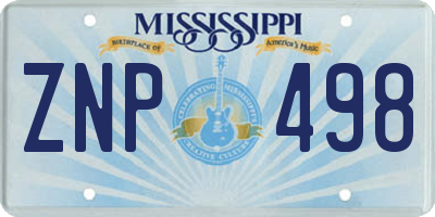 MS license plate ZNP498