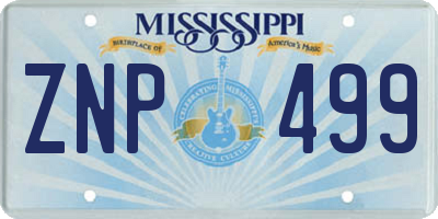 MS license plate ZNP499