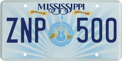 MS license plate ZNP500